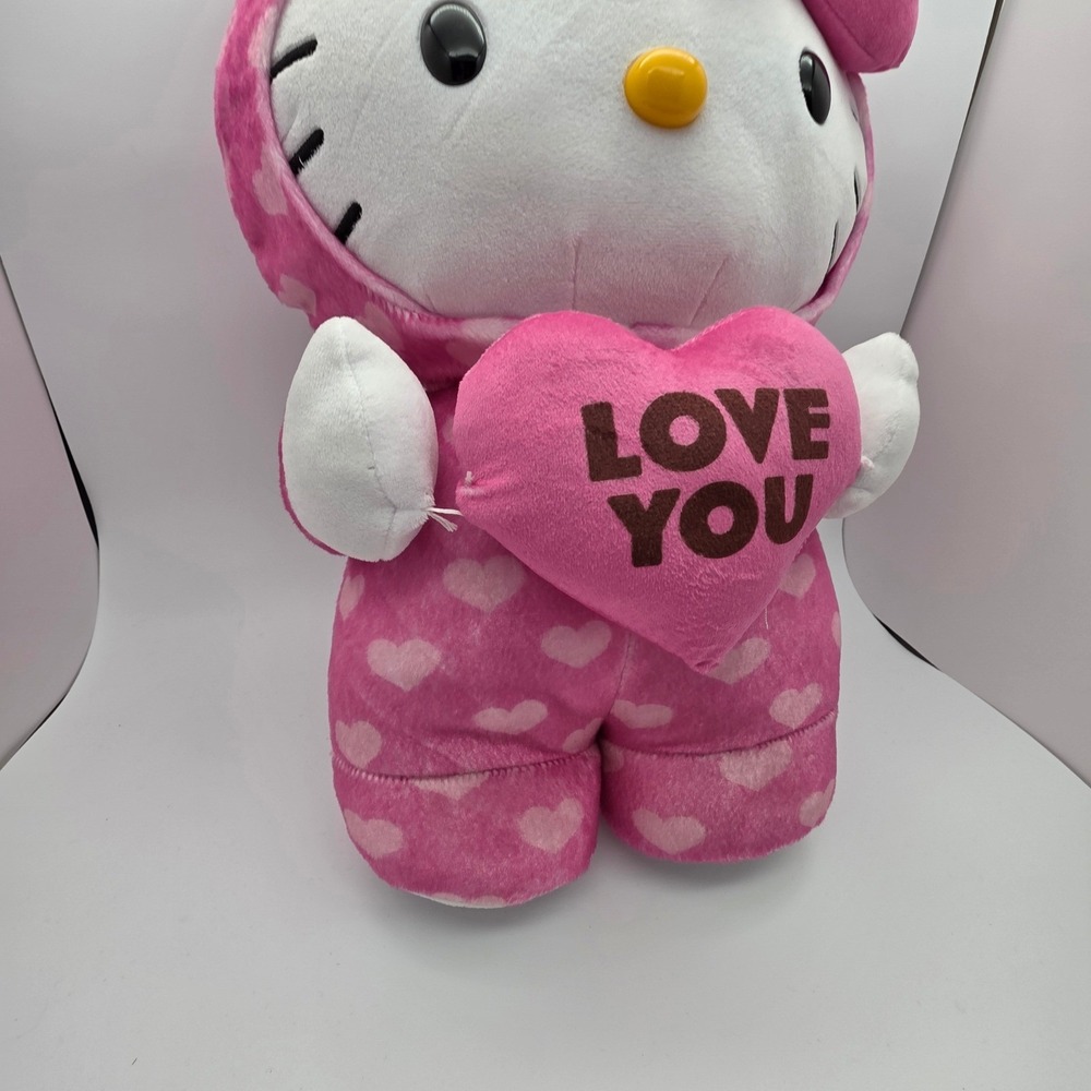 Hello Kitty Valentines Day Greeter Plush Pink Heart Pajama Toy Love You Pillow - Picture 4 of 13